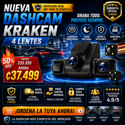 NUEVA DASHCAM KRAKEN 4 LENTES